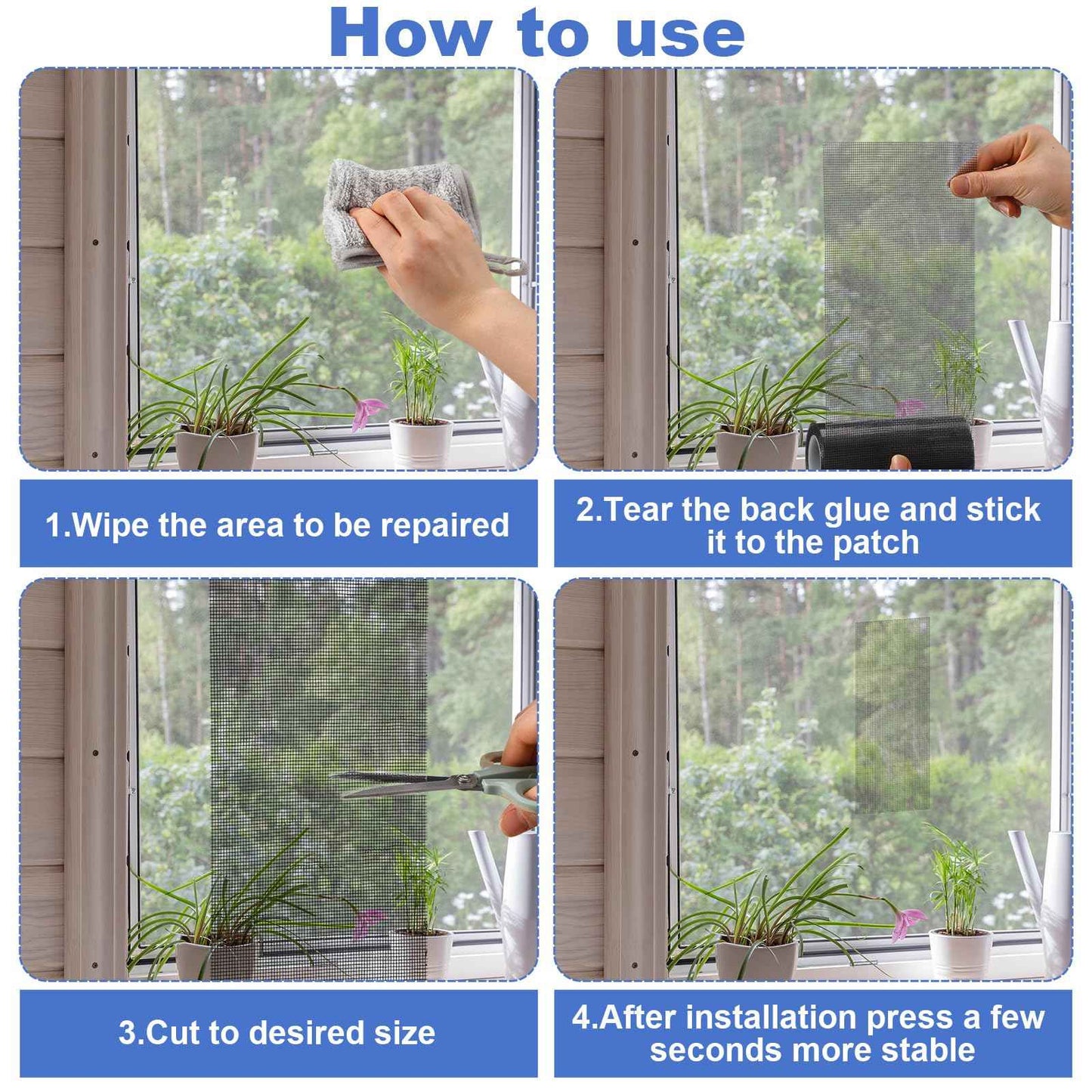 CroBlissful Extra Wide 12 inch x 20 ft Window Screen Tape Mesh Repair Strong Adhesive Waterproof Fiberglass Screen Repair Kit Patch for Window Door Tears Holes(Black)