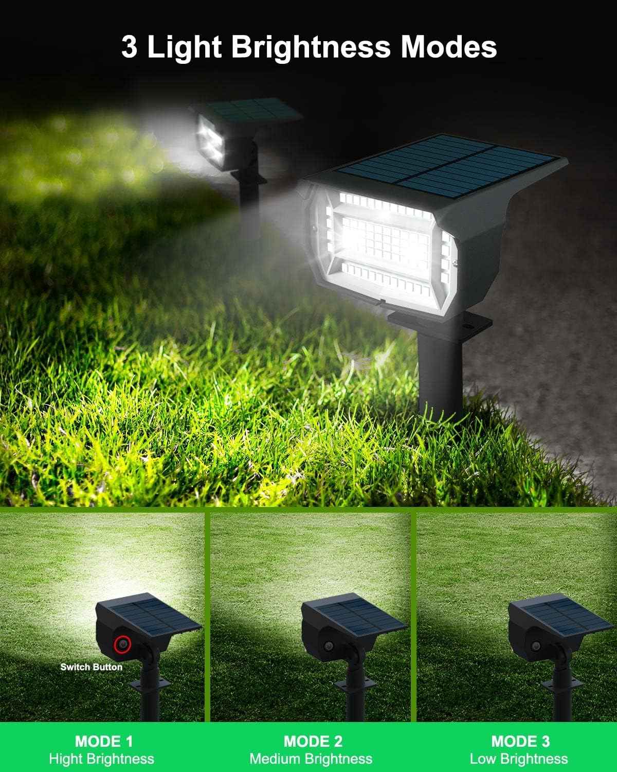10 Pack Solar Spot Lights - Waterproof IP67 Landscape Flood Lights with 72 LEDs, 3 Modes, Auto On/Off for Garden, Lawn, Patio & Driveway (Cool White)