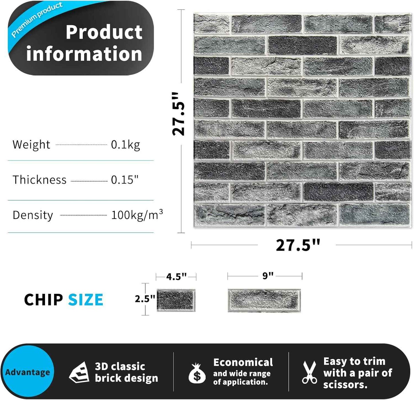 Faux Brick 3D Wall Panels - 10-Pack Peel and Stick Waterproof Foam Wallpaper in Red Brown for Bedroom, Bathroom, Kitchen