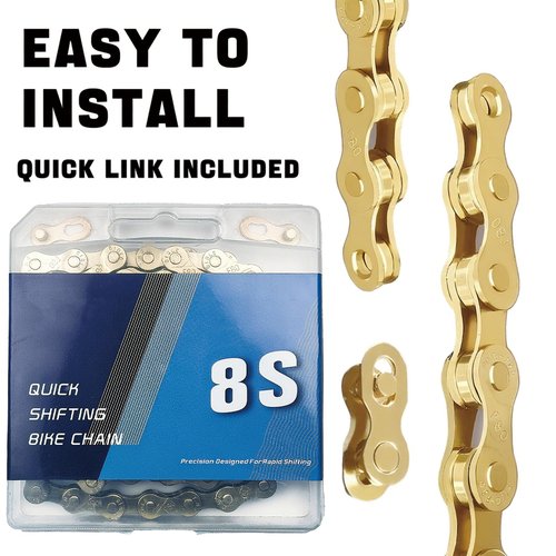 VERKSTAD Bike Chain 6/7/8 Speed Chain 1/2" x 3/32" 116 Links for Road Mountain Bike