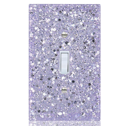 YNQIZKI Purple Glitter Light Switch Cover,Sparkle Wall Plate for Girls Room,Single Toggle 5.10''x3.15''