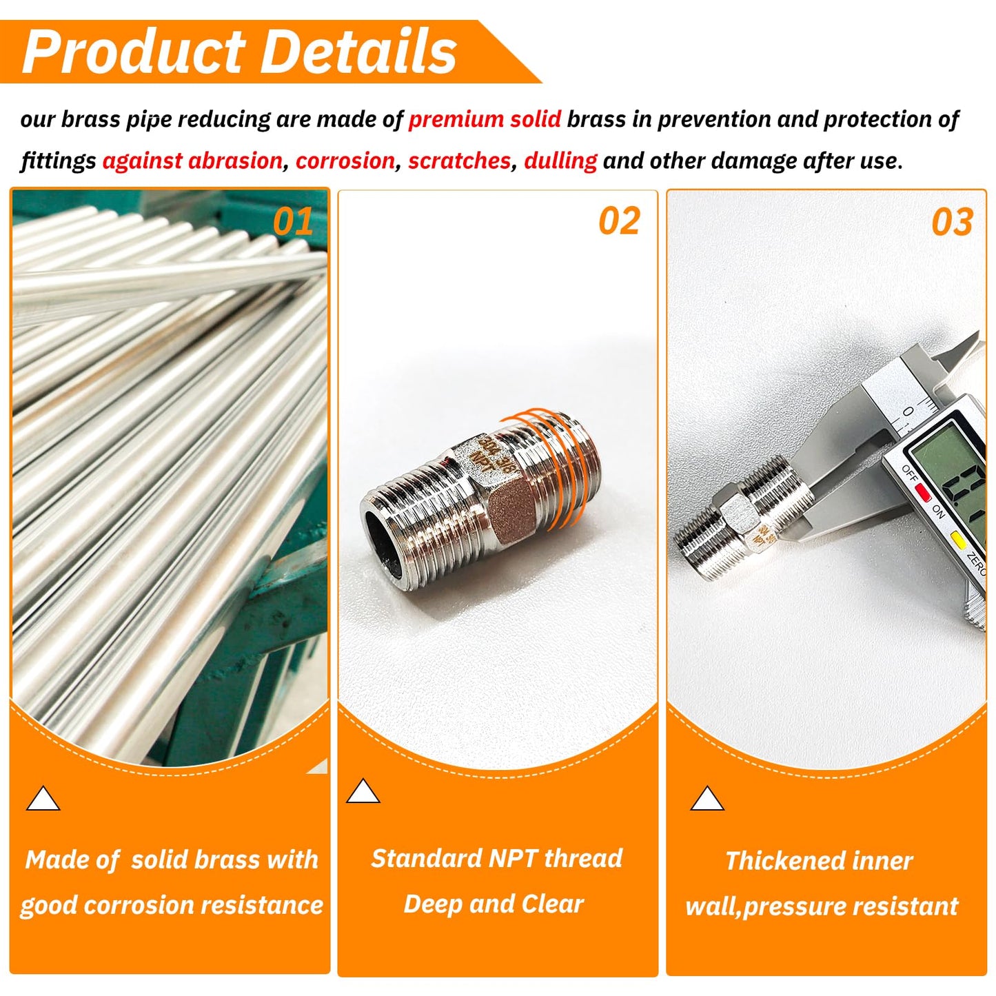 Gadoutcover 4PCS Hex Stainless Steel Nipple 3/8"NPT Male X 3/8" NPT Male Pipe Fitting 3/8 inch Stainless Steel Pipe Nipples Male Pipe Adapter Fittings Heavy Equal Nipples Connectors