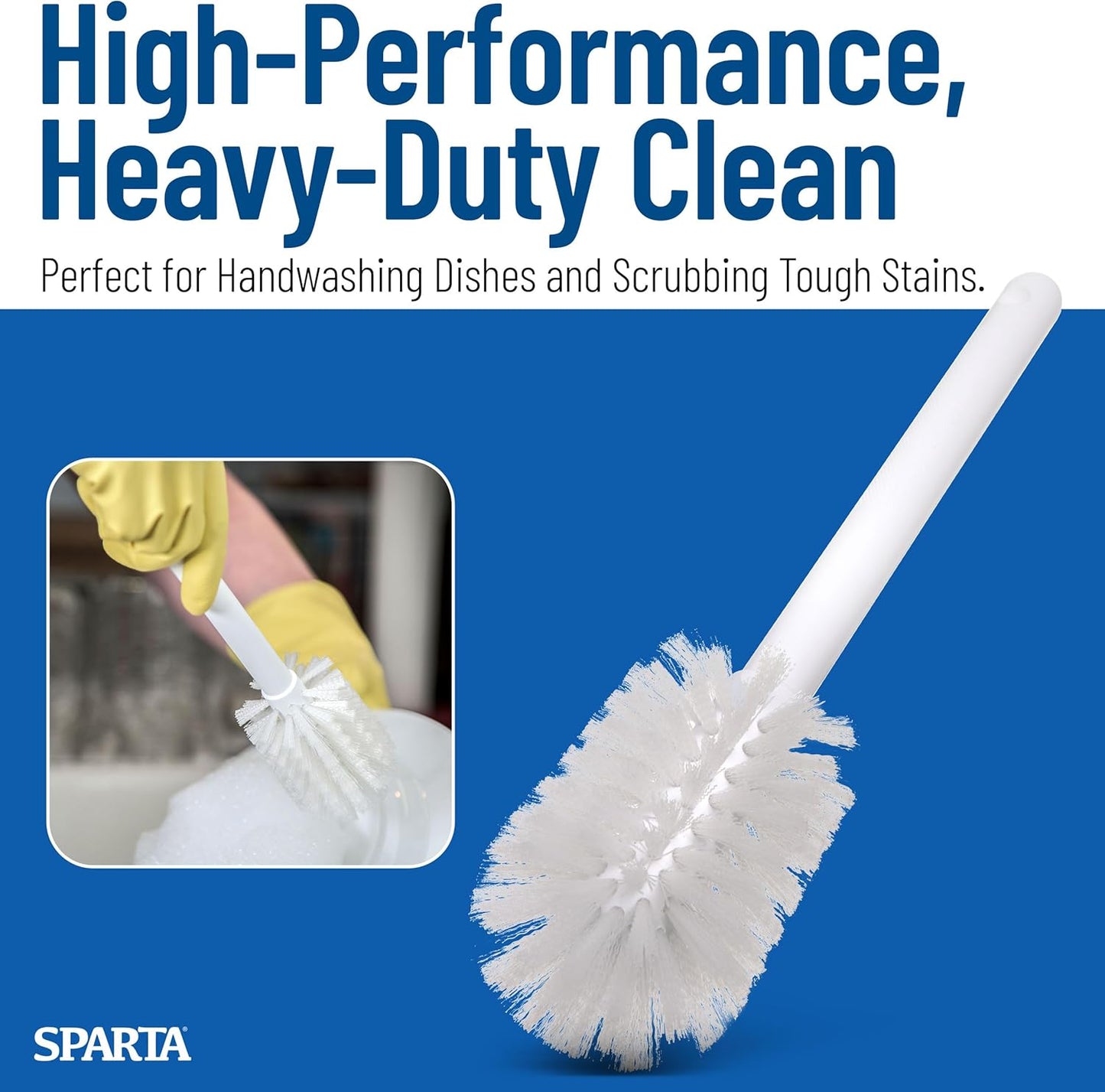 SPARTA Plastic Household Dish Brush - Lightweight & Break-Resistant Cleaning Tool | 11 Inches, White