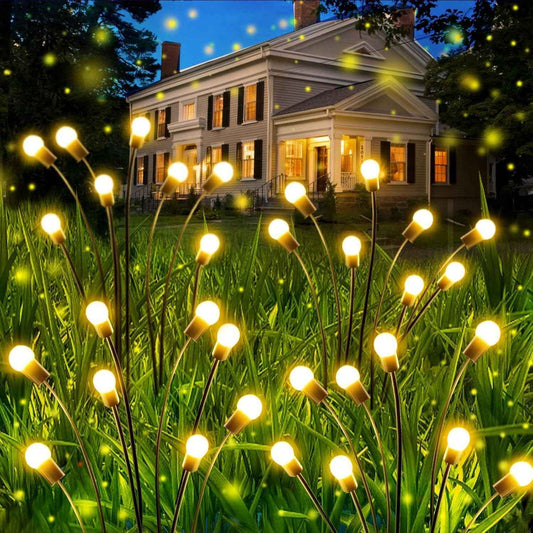 48 LED Solar Halloween Lights - 6 Pack Purple & Orange Waterproof Firefly Lights for Garden & Patio Decor