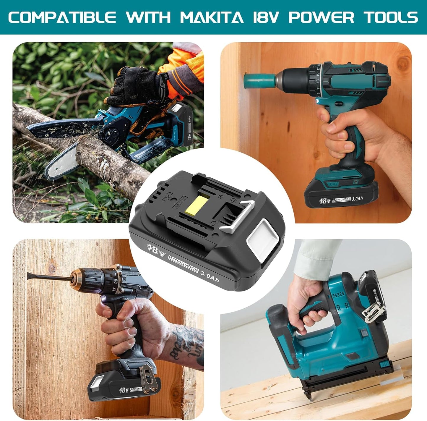 Makita 18V Battery Replacement - 2 Pack 3.0Ah BL1815 BL1840B for Cordless Tools