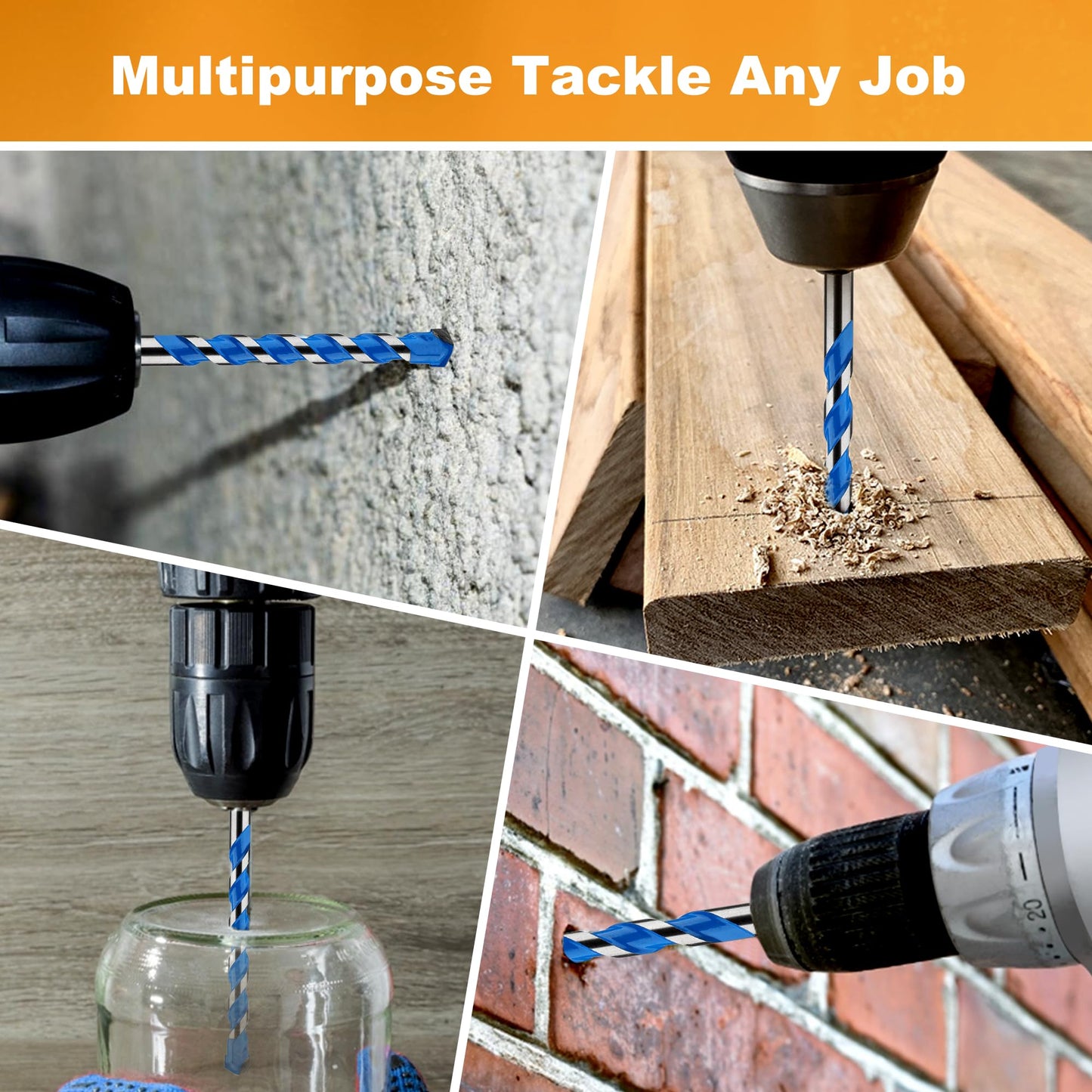 Concrete Drill Bit Set & Masonry Drill Bit Set, Professional Carbide Drill Bits Tip (7 PCS) for Glass/Brick/Plastic/Cement/Tile, 5/32"-3/8" by TITGGI