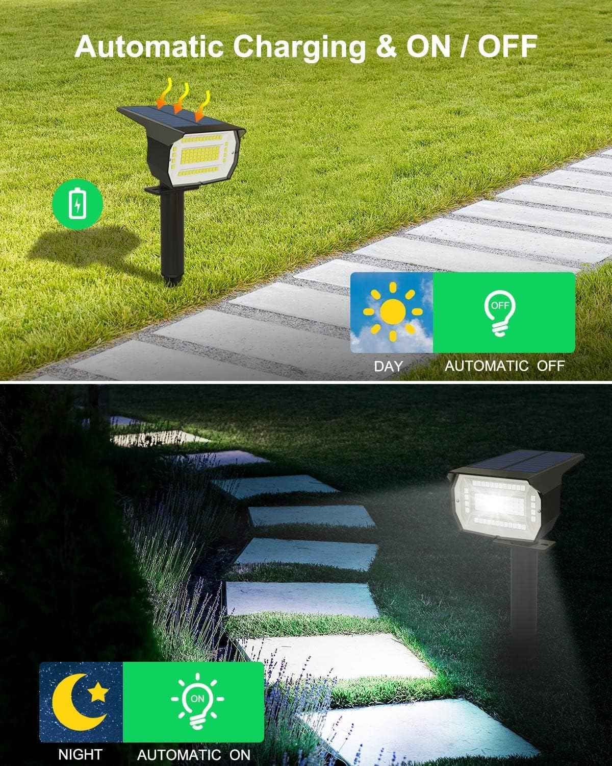 10 Pack Solar Spot Lights - Waterproof IP67 Landscape Flood Lights with 72 LEDs, 3 Modes, Auto On/Off for Garden, Lawn, Patio & Driveway (Cool White)