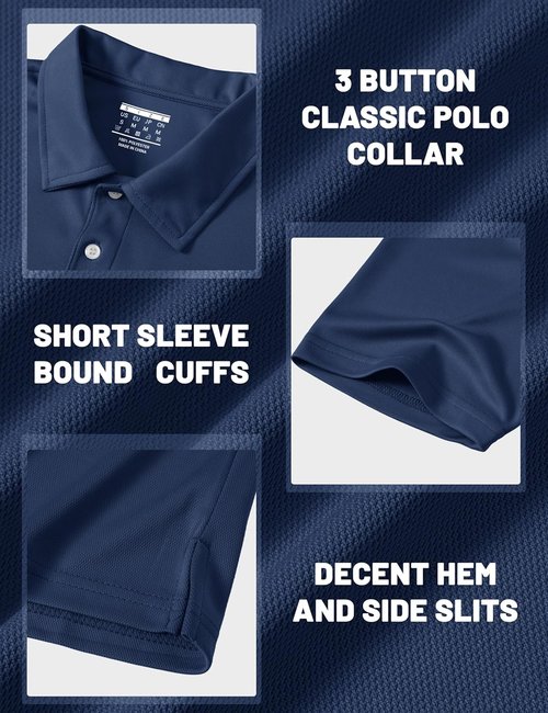 MAGCOMSEN Men's Polo Shirt - Quick Dry Casual Work T-Shirt | Short Sleeve Golf Jersey, Outdoor Performance