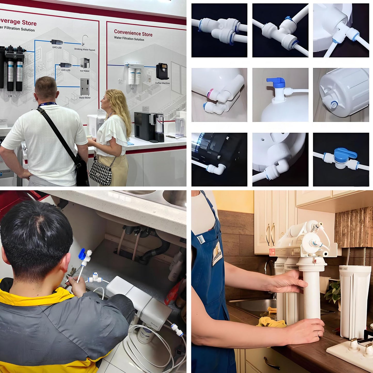 3/4" Male Thread to 1/4" OD PE Tube Straight, Push-to-Connect, RO Filter Hose Double Joint, Pre-Purifier, Water Purifier Plastic Adapter, MNPT Plastic Fittings (3 PCS)