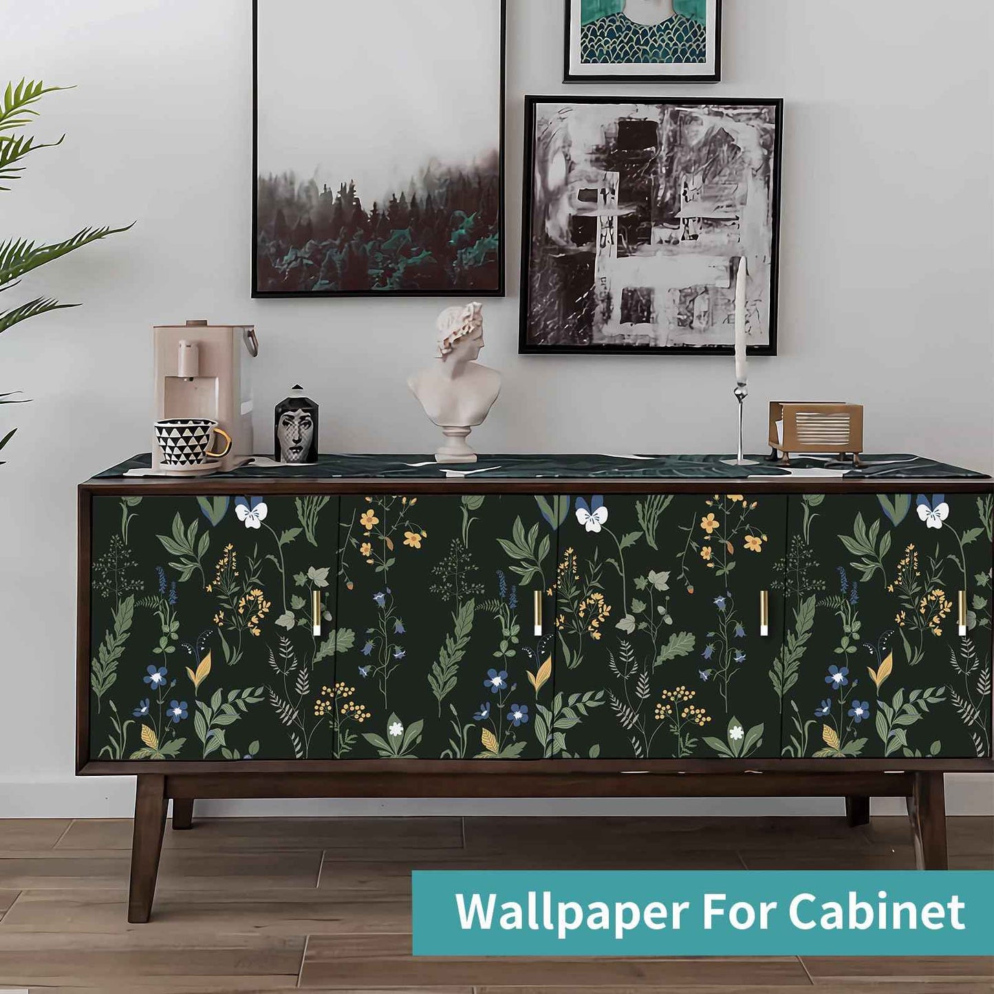 Cismmy Removable Peel and Stick Wallpaper Boho 17.5 x 393 in Floral Bedroom Bathroom Easy Peel Off Stick on Wallpaper Contact Paper Renter Friendly Wall Paper