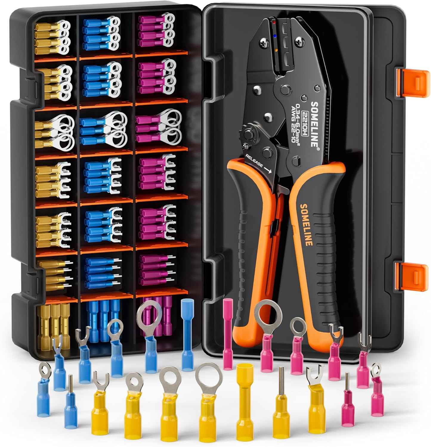 Heat Shrink Connector Crimp Tool Kit - 48 Sizes (22-10 AWG) Marine Grade Wire Connectors & Pliers
