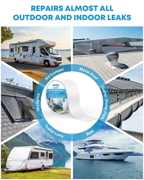 Kohree RV Sealant Tape - 4 Inch x 50 Foot Waterproof White Tape for RV, Boat & Window Repairs
