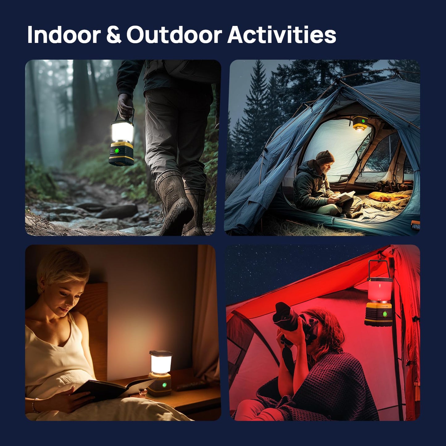 LED Camping Lantern, Consciot C02 USB-C Rechargeable Camping Lights, 1500LM, 5 Light Modes, Up to 100H Run Time, IPX4 Waterproof, Dimmable Tent Lights for Power Outages