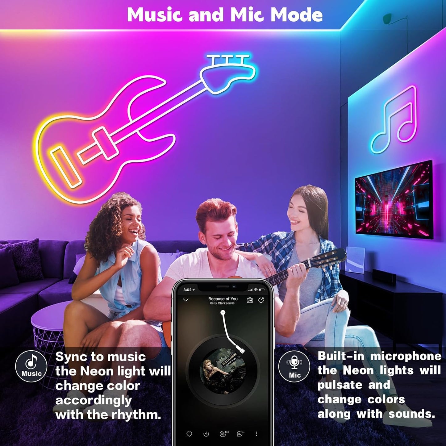 60FT SINLEY LED Neon Rope Lights - App/Remote Control, Waterproof RGB for Indoor/Outdoor Use