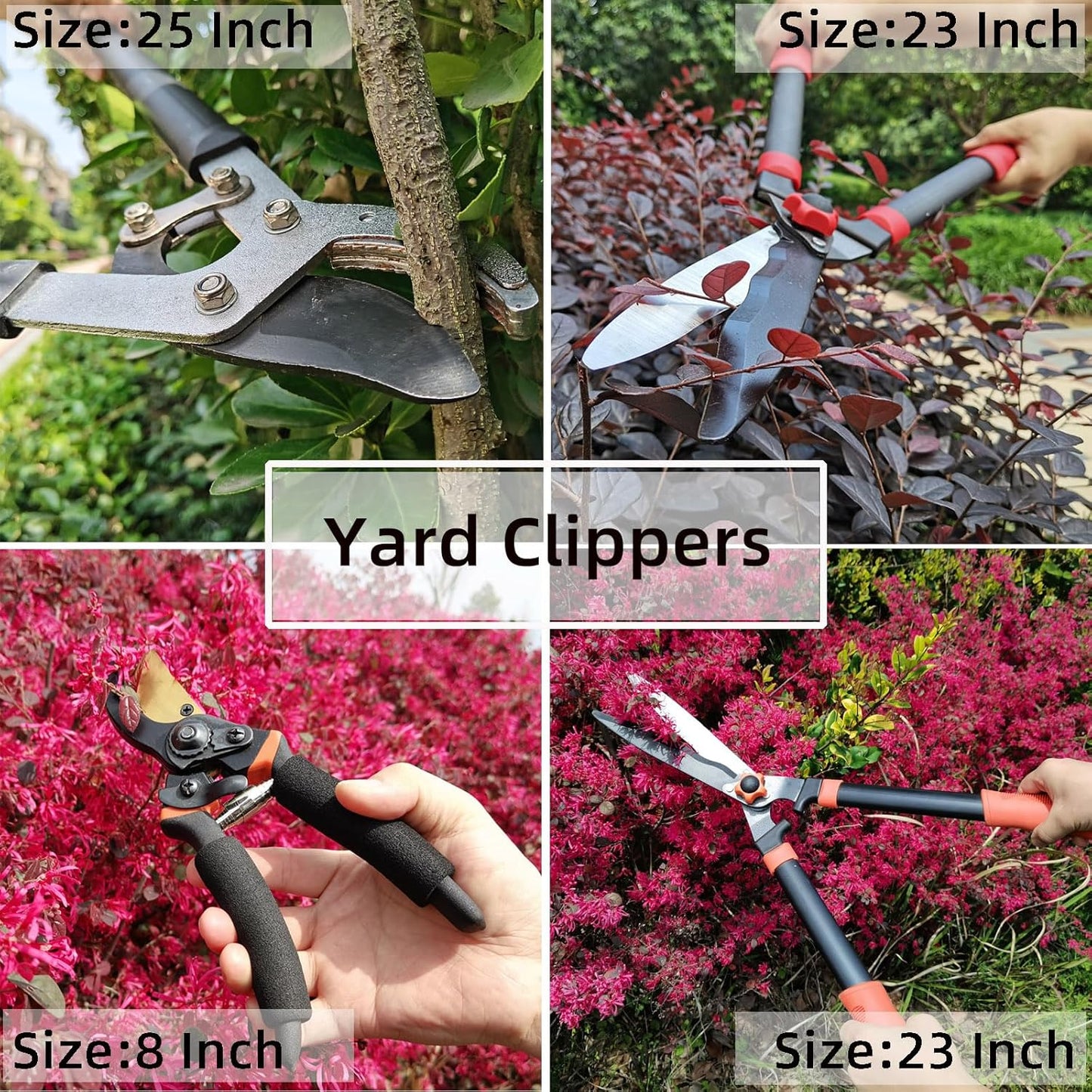 Heavy Duty 3-Piece Lopper & Pruner Set - Professional Hedge Shears for Garden & Yard Care