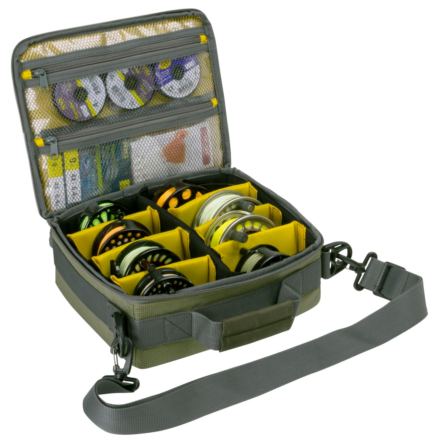 Allen Company Spring Creek Fishing Reel and Gear Bag - Portable Organizer - Holds up to 10 Fly Reels or 6 Spinning Reels - Green