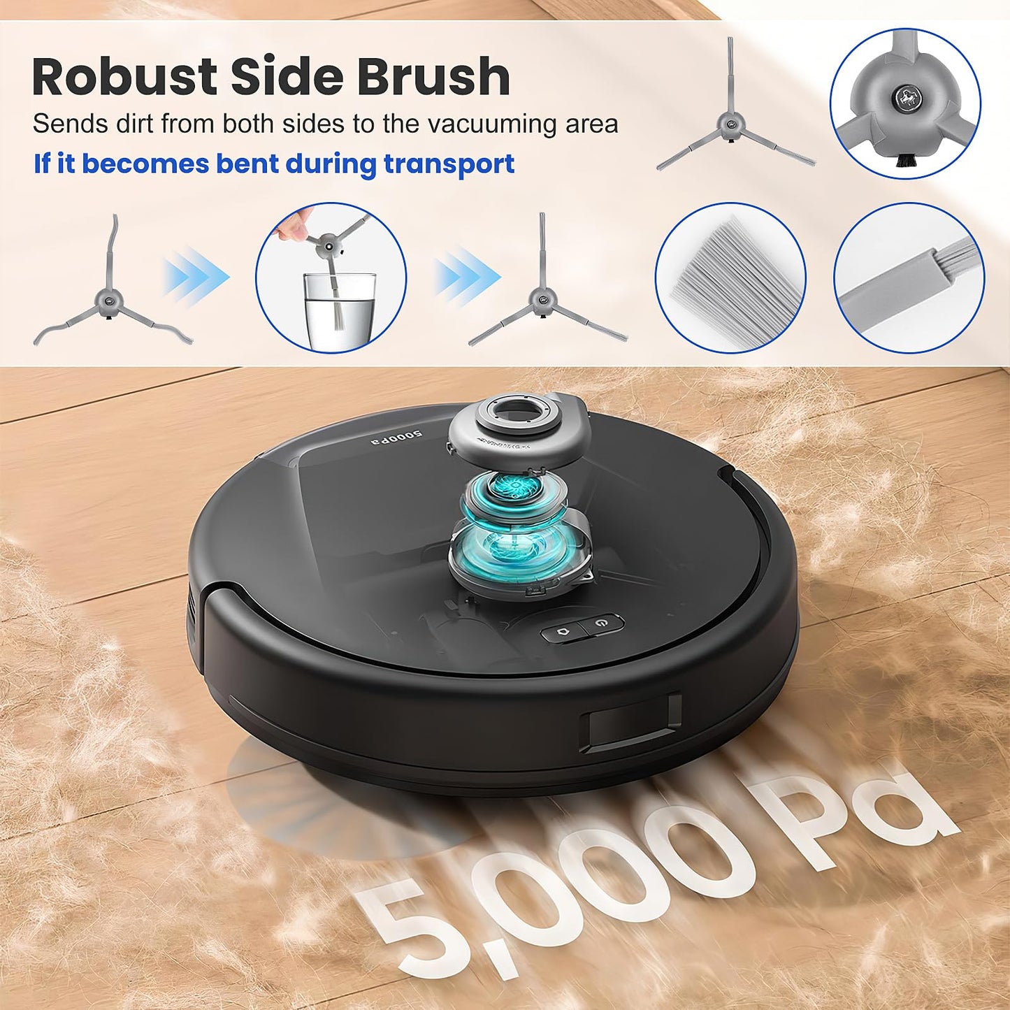 Accessories Kit for eufy L60 / L50 Vacuum Robot, Replacement Parts Include 2 Roller Brushs, 8 HEPA Filters, 8 Side Brushs, 4 screws, 1 Clean Tool and 1 screwdriver