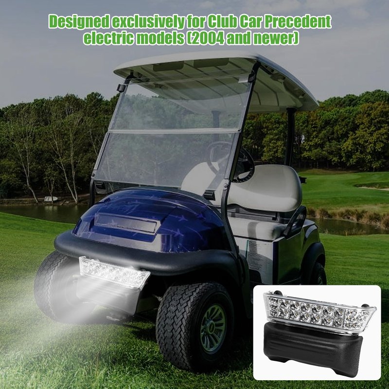 10L0L Club Car Precedent Headlight Kit With Bumper - 12V Direct Replacement for 2004-Up Electric Golf Carts, Plug-and-Play Installation, Short Harness & Button Switch