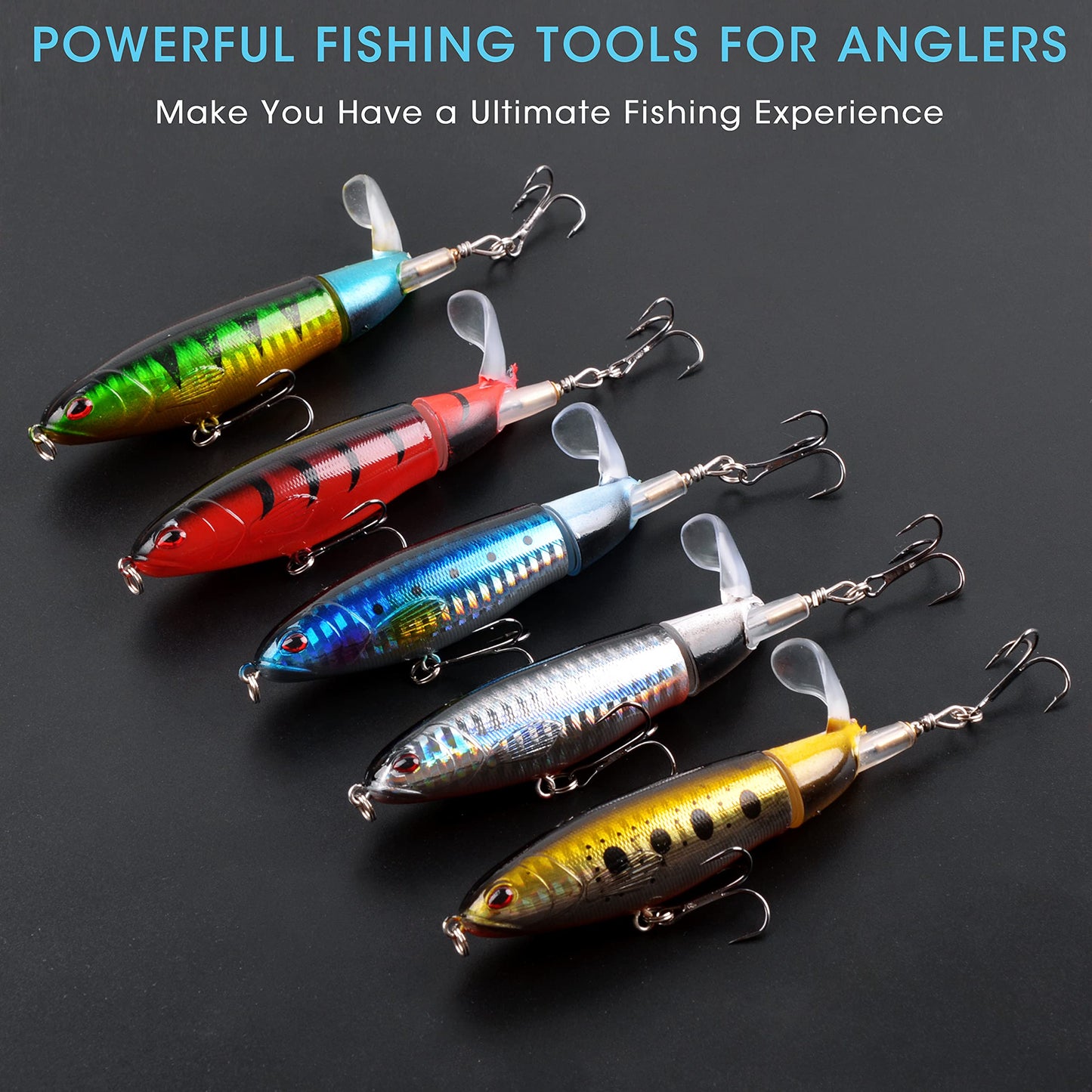 Bass Fishing Lures Set,Plopping Minnow Lure with Floating Rotating Tail Freshwater Artificial Hard Baits Swimbait Slow Sinking Lures for Trout Pike Walleye