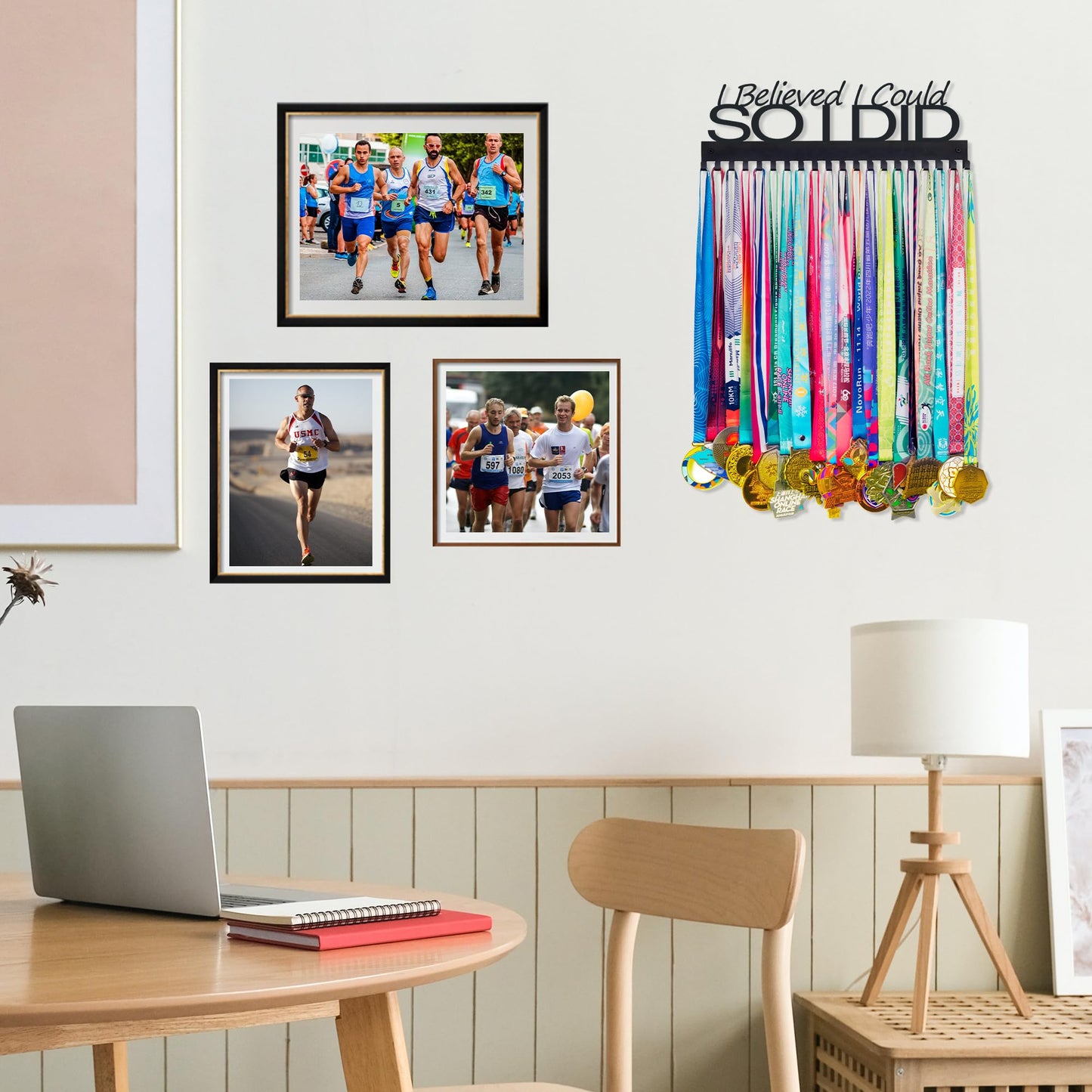 Personalized Medal Display Hanger – Showcase Your Achievements - I Believed I Could - Durable Metal Wall Hanger Organize Sports Race Awards Hold Up 60+ Medals for Running Gymnastics Athlete Kids
