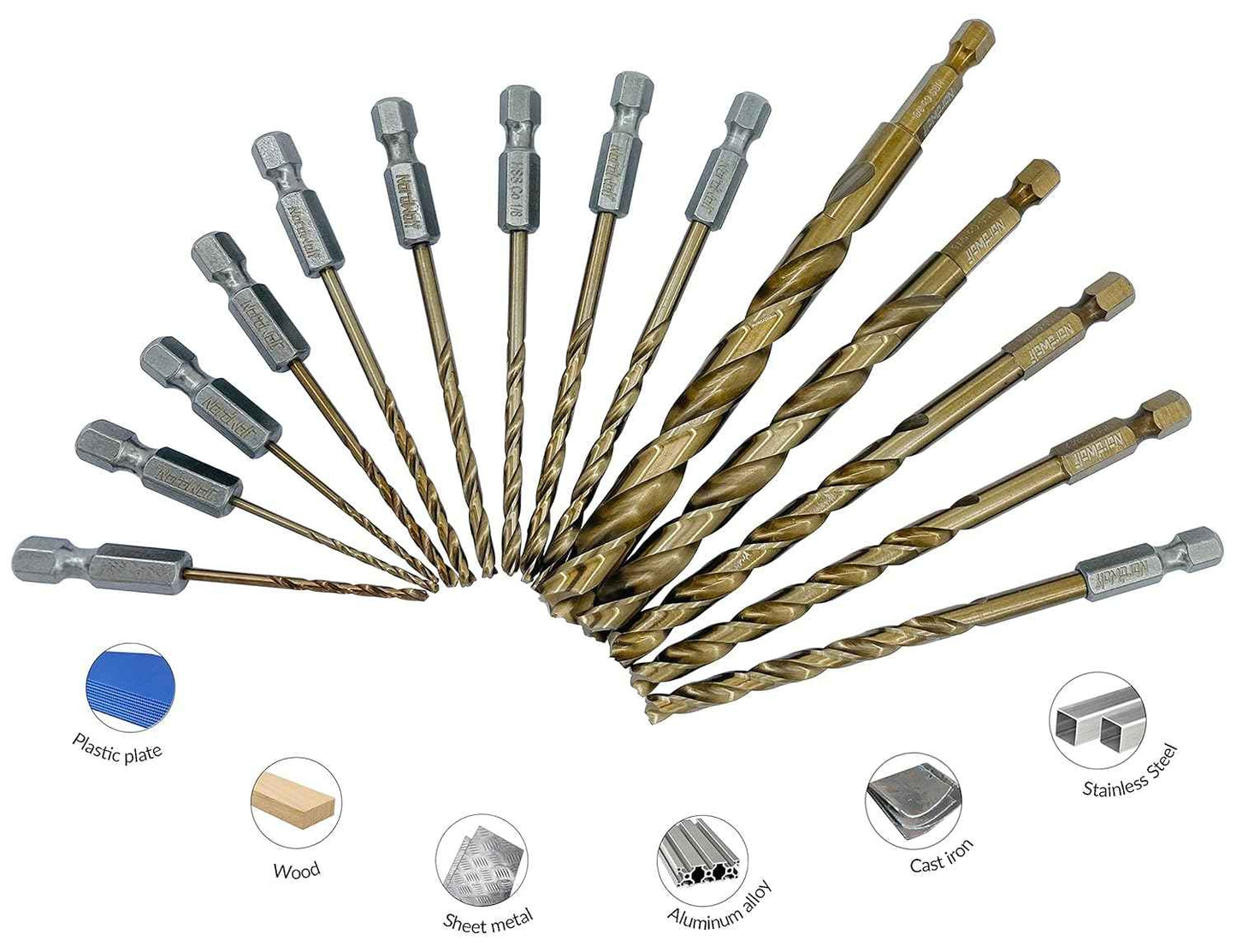 21-Piece Cobalt Drill Bit Set for Stainless Steel & Hard Metals - Jobber Length, 1/4" Hex Shank, SAE Sizes in Storage Case