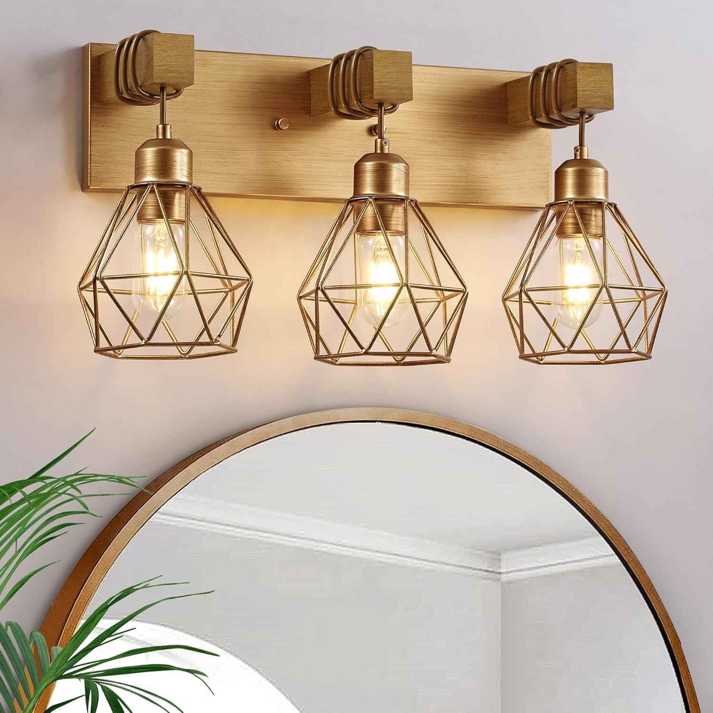 Farmhouse 3-Light Bathroom Vanity Light Fixture - Rustic White Wood Sconces for Mirror