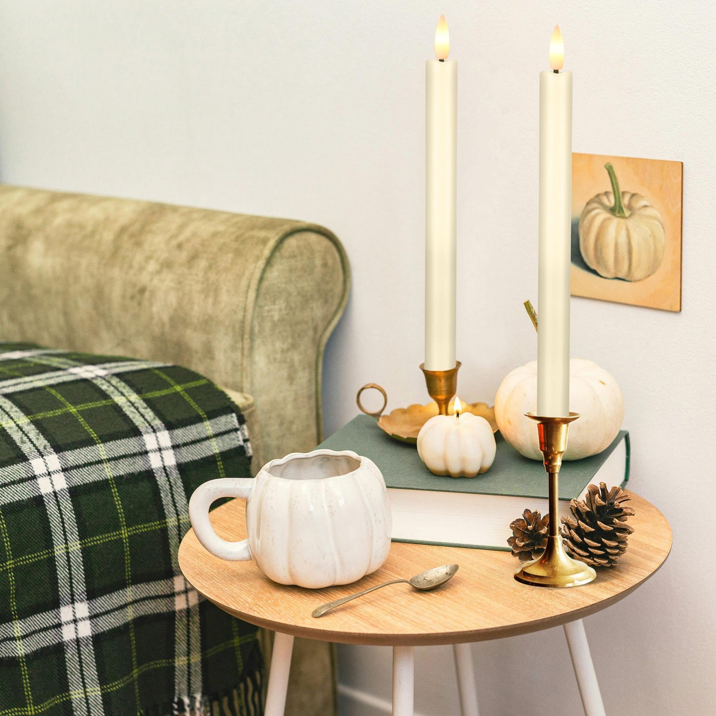 SEHNSY Ivory Flameless Taper Candles with Remote and Timer, 10.1" Battery Operated Candle with Flickering Flame, Led Flameless Candlesticks for Christmas, Weddings, and Indoor Decor, 2 Pack