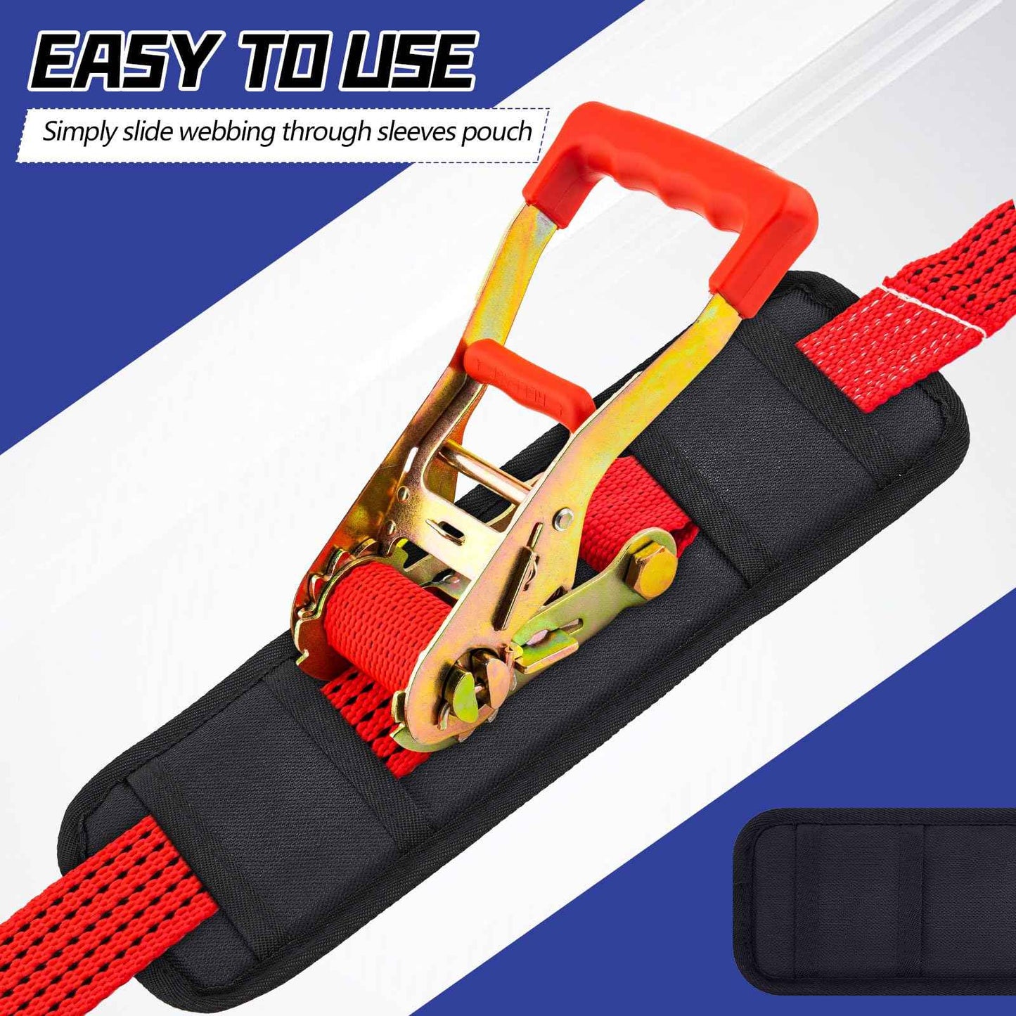 Seenelling 4 Pack Tie Down Strap Protector Sleeve Universal Protective Sleeves for Ratchet Straps Protective Strap Protector, Preventing Damage to Boat Trailers Kayaks Yacht Trucks, 4 x 12''(Black)