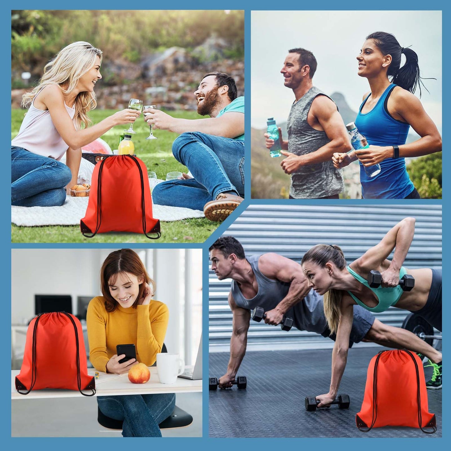 PLULON 15 Pcs Red Drawstring Bags Drawstring Backpack Bulk, String Backpack Cinch Sack Sport Gym Bags for Yoga Traveling Outdoor Sports