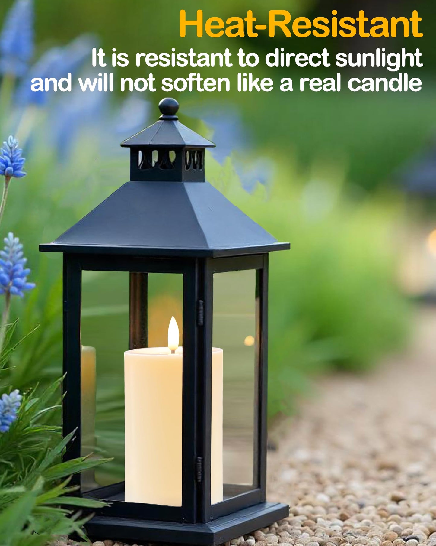 Gmnee 3"x4" Outdoor Waterproof Flameless Candles with Remote and Timers, LED Candles, Battery Operated Candles, Electric Fake Pillar Candles for Patio, Porch, and Lanterns Decor (Ivory)