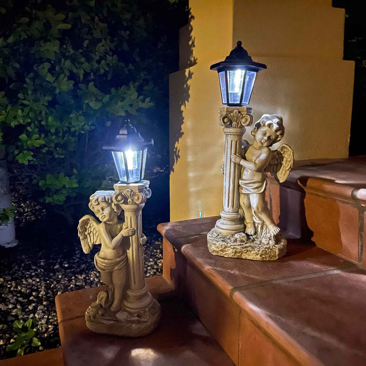 19.7-Inch Solar Angel Statue with Roma Pillar - Outdoor Garden Decor & Christian Gift