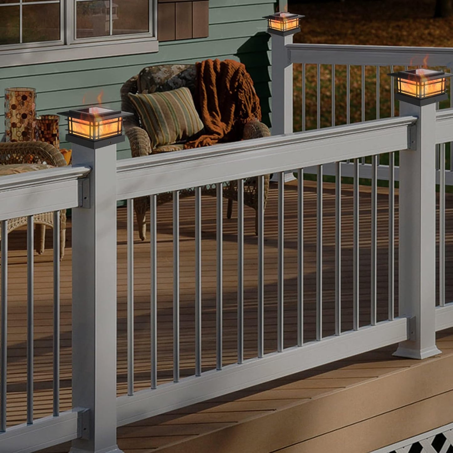 Solar Post Cap Lights - 6 Pack Outdoor Fence Lights for 4x4, 5x5, 6x6 Posts - Bright Warm White LED Decor for Garden & Patio
