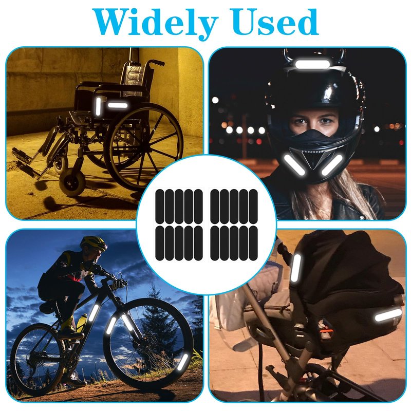 HJZHII 10PCS Black Reflective Tape, Motorcycle Helmet Decals Reflective Stickers for Helmet Motorcycle Helmets Stickers Night Visibility Safety Decal for Motorcycles Scooters Bike Helmets Stroller