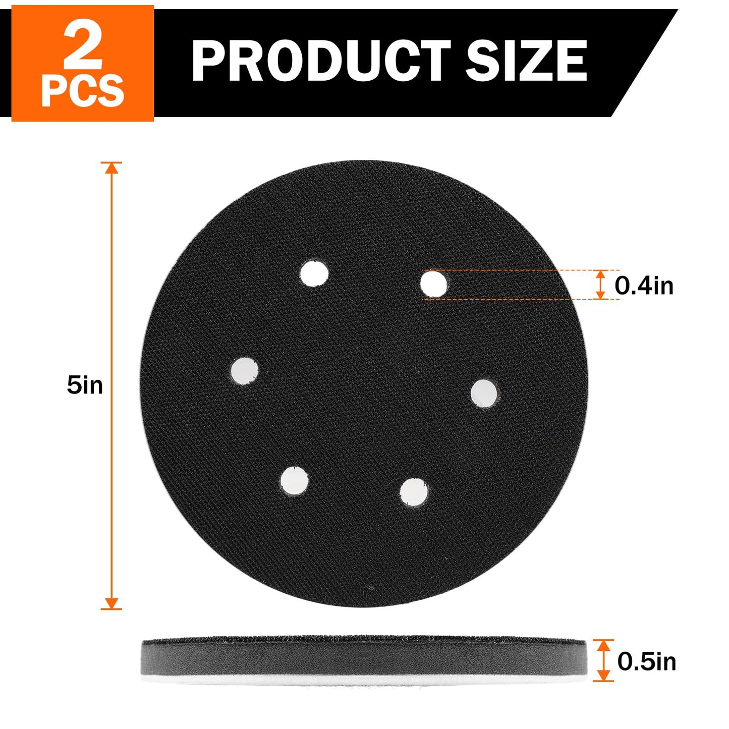 2 Pack 6 Inch 6 Holes Interface pad,Orbital Sander Foam Pad,6" Foam Sanding Pads,Hook and Loop Soft Density Sponge Cushion Buffer Backing Pad for Orbital Sander