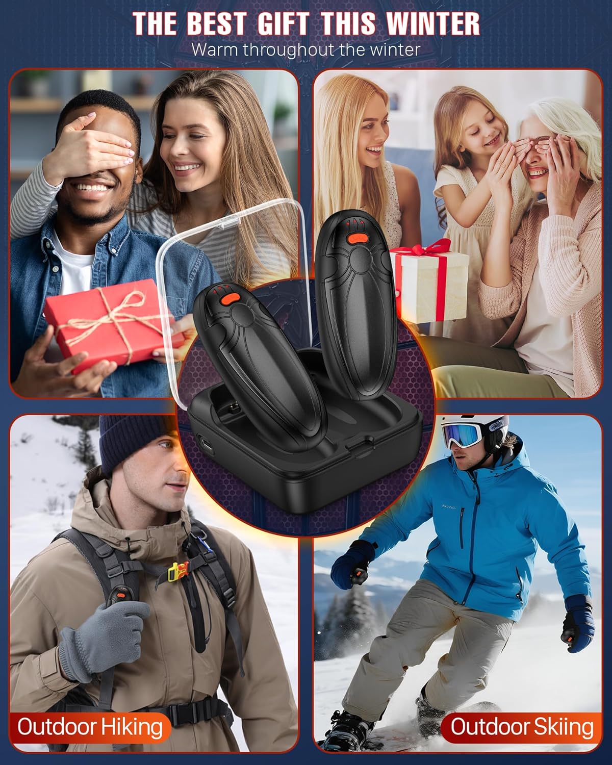 Skiennix Rechargeable Hand Warmers - 14000mAh Electric AI Pocket Heater with Charging Case | Perfect for Travel, Golf & Camping