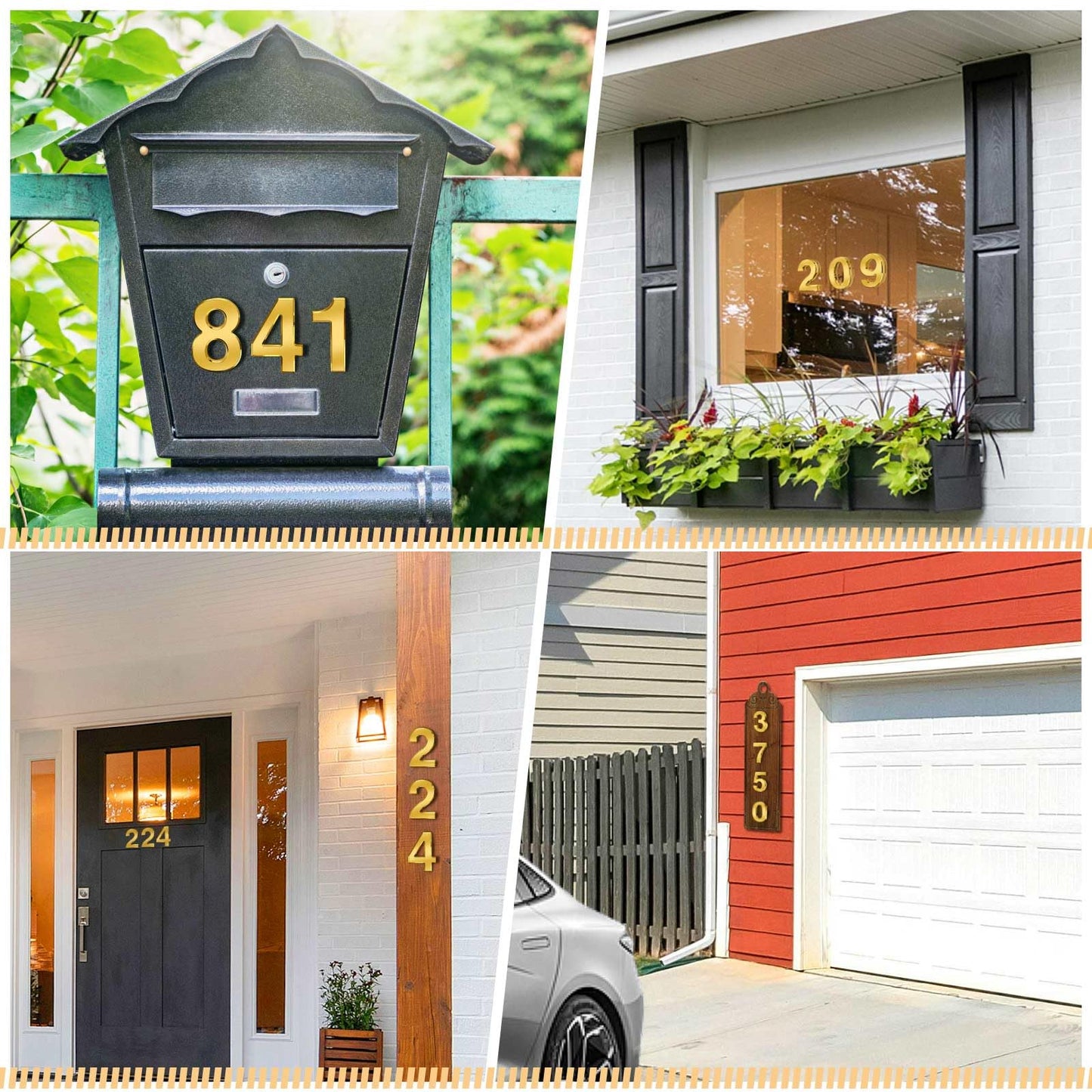 Ranslen 10 Pieces 3 Inch High House Numbers 0-9, Self-adhesive 3D Mailbox Numbers Door Address Home Number Stickers Sign for Apartment Mailbox Sign Office Hotel Room, Gold Electroplated Plastic
