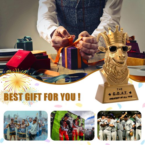 Goat Trophy Winner Award - Handmade 6 Inch Funny Greatest of All Time Trophy for Fantasy Football Champion, Office MVP, Employee Recognition, Boss & Coworker,Winner & Gag Gifts for Men, Friends