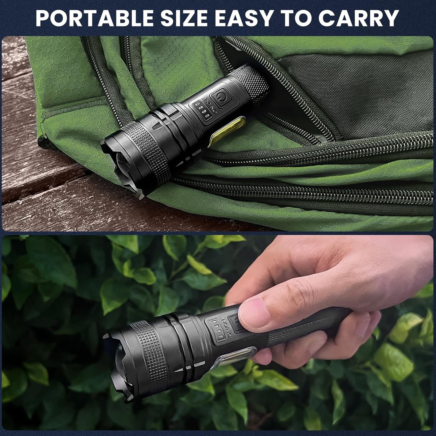 90000LM Rechargeable LED Flashlights - Super Bright 7 Modes Handheld Flashlight Set (2 Pack) for Home, Camping & Night Work