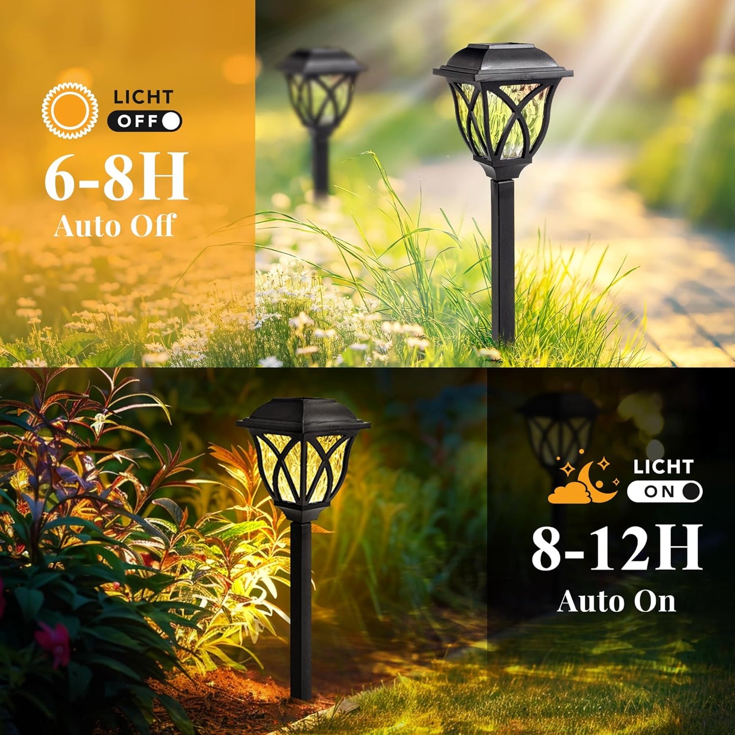 8 Pack GIGALUMI Waterproof LED Solar Garden Lights - Outdoor Patio & Landscape Decor
