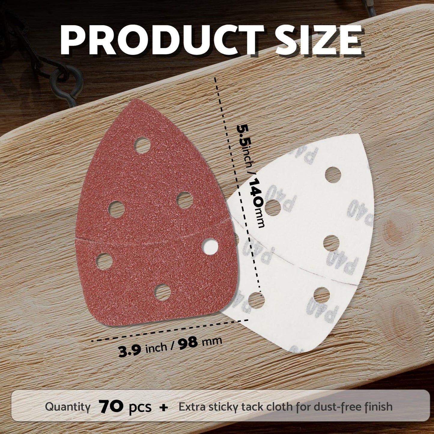 S&F STEAD & FAST Mouse Sander Sandpaper Assortment 70pcs, 6 Holes, Mouse Sanding Pads for Ryobi, 40 60 80 120 150 220 320 Grit Detail Sand Paper, Ryobi Sander Pads with Tack Cloth