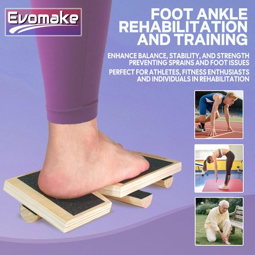 Evomake Ankle Balance Board - Foot Strengthener for Plantar Fasciitis, Foot Arch Stretcher, Sprained Ankle Recovery, Stability Exercises & Posture-Correction | Single-Leg | Non-Slip | AKS-2506H