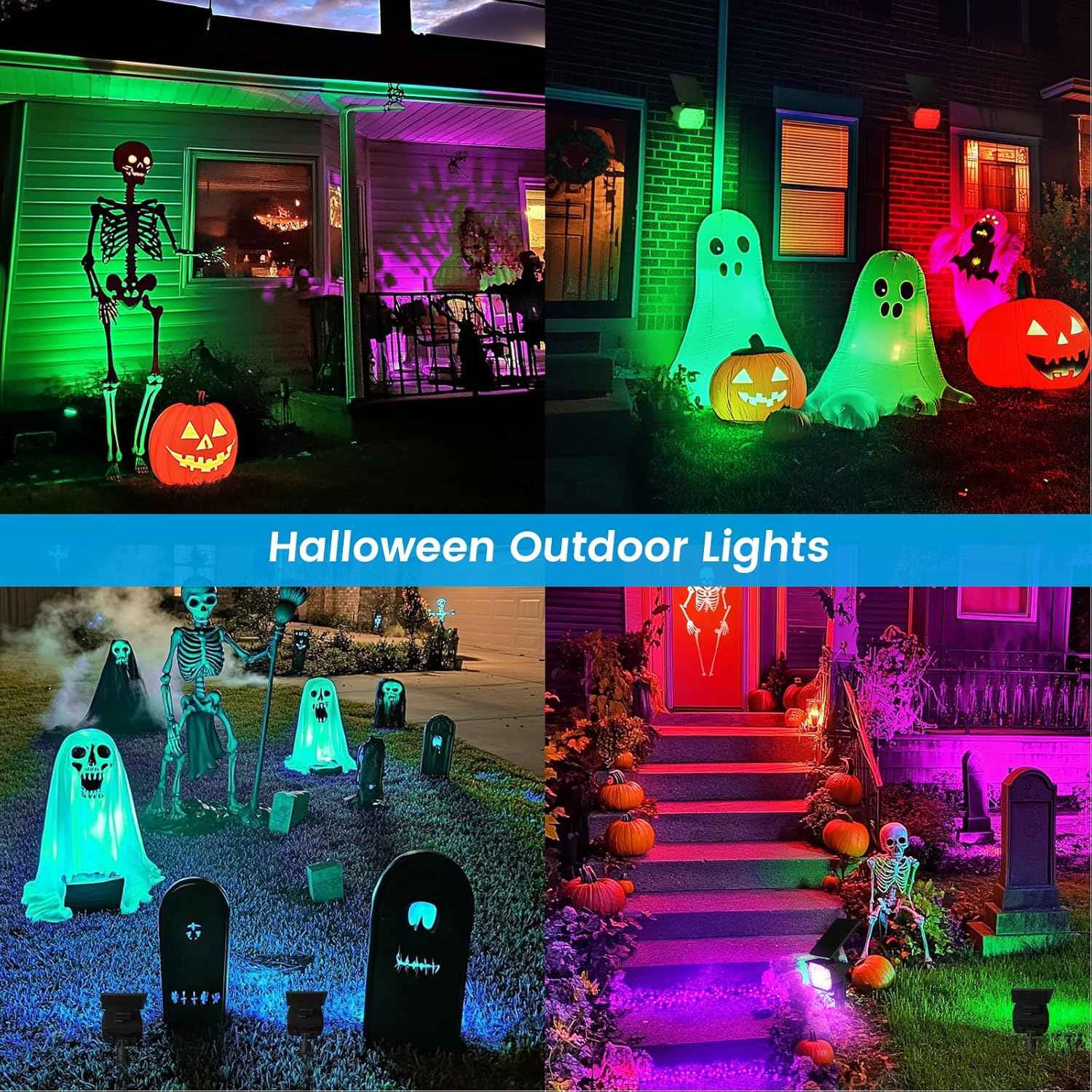 VOLISUN 8-Pack Solar Landscape Spotlights - IP67 Waterproof Uplights for Garden & Pathway, 27 LED Warm White, 3 Lighting Modes