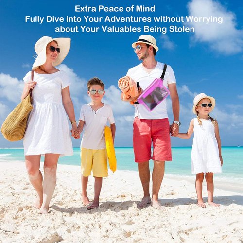 AiRunTech Waterproof Pouch - 2 Pack Waist Strap Beach Accessories | Keep Your Phone Safe & Dry for Boating, Swimming, Snorkeling, Kayaking, Pool & Water Parks