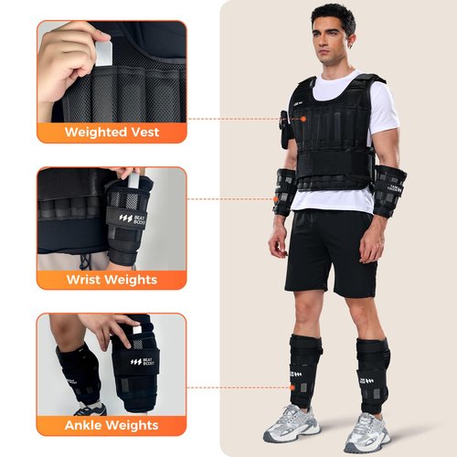 Weighted Vest Steel Plates Weight Adjustable 10LB for BeatBoost Weight Vest Wrist Ankle Weight Women Men