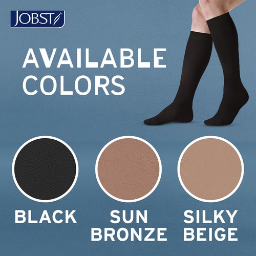 JOBST ACTIVA Opaque 20-30 mmHg Compression Socks for Women and Men, Knee High, Closed Toe, Black, Medium