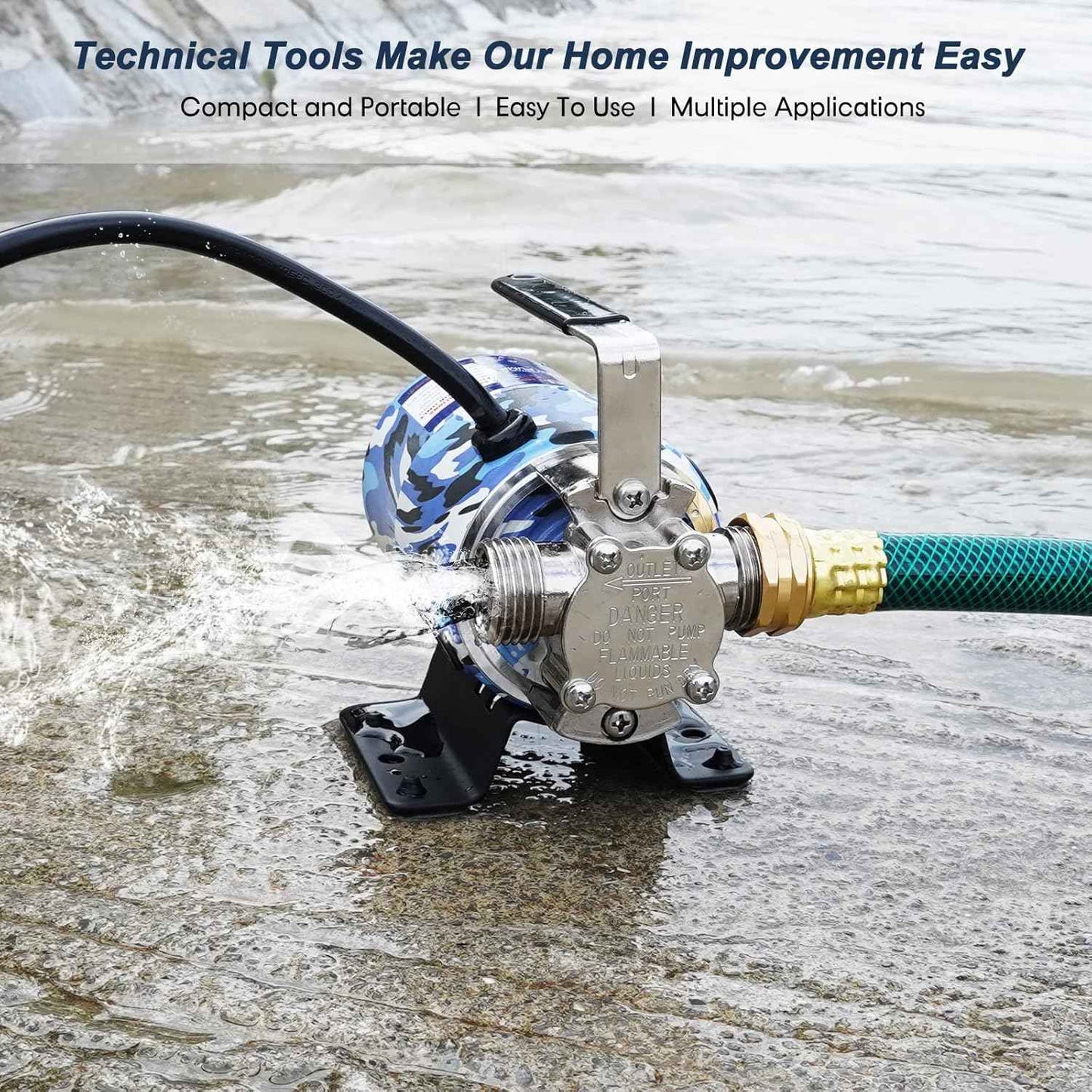 1500GPH Submersible Water Transfer Pump - 12V Sump Pump with 20ft Power Cord