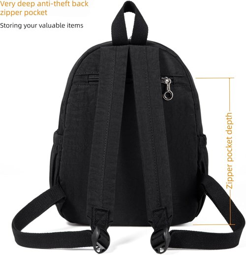 AOTIAN Mini Lightweight 11.8-Inch Backpack - Durable Travel Daypack for Women & Girls | 7 Liters, Black