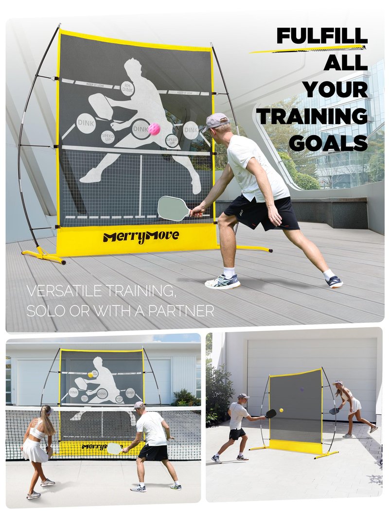 MerryMove Pickleball Practice Rebounder Net: Pickleball Rebounder or 6FT Mini Pickle Ball Net Portable for Outdoor Driveway Backyard and Indoor Garage - 2in1 Trainer for Dink Volley Training