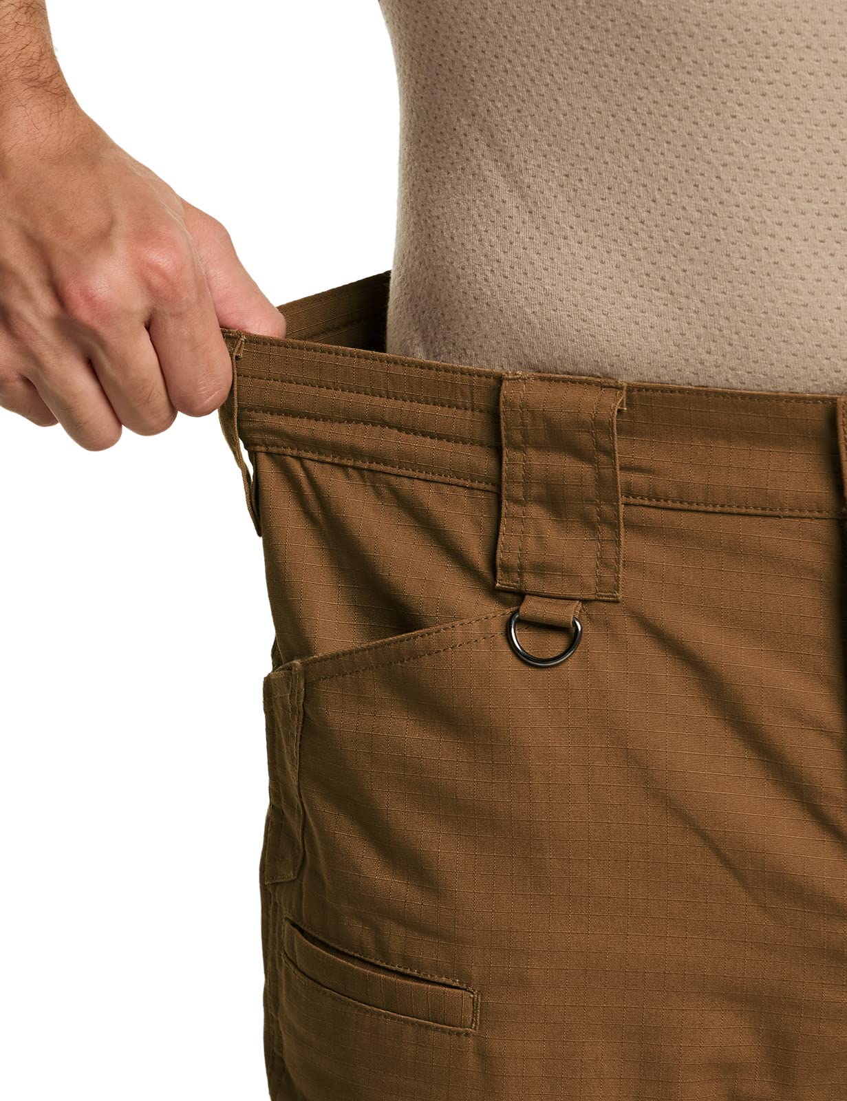 CQR Men's Tactical Pants, Water Resistant Ripstop Cargo Pants, Lightweight EDC Work Hiking Pants, Outdoor Apparel, Duratex Mag Pocket Copper Brown, 34W x 34L