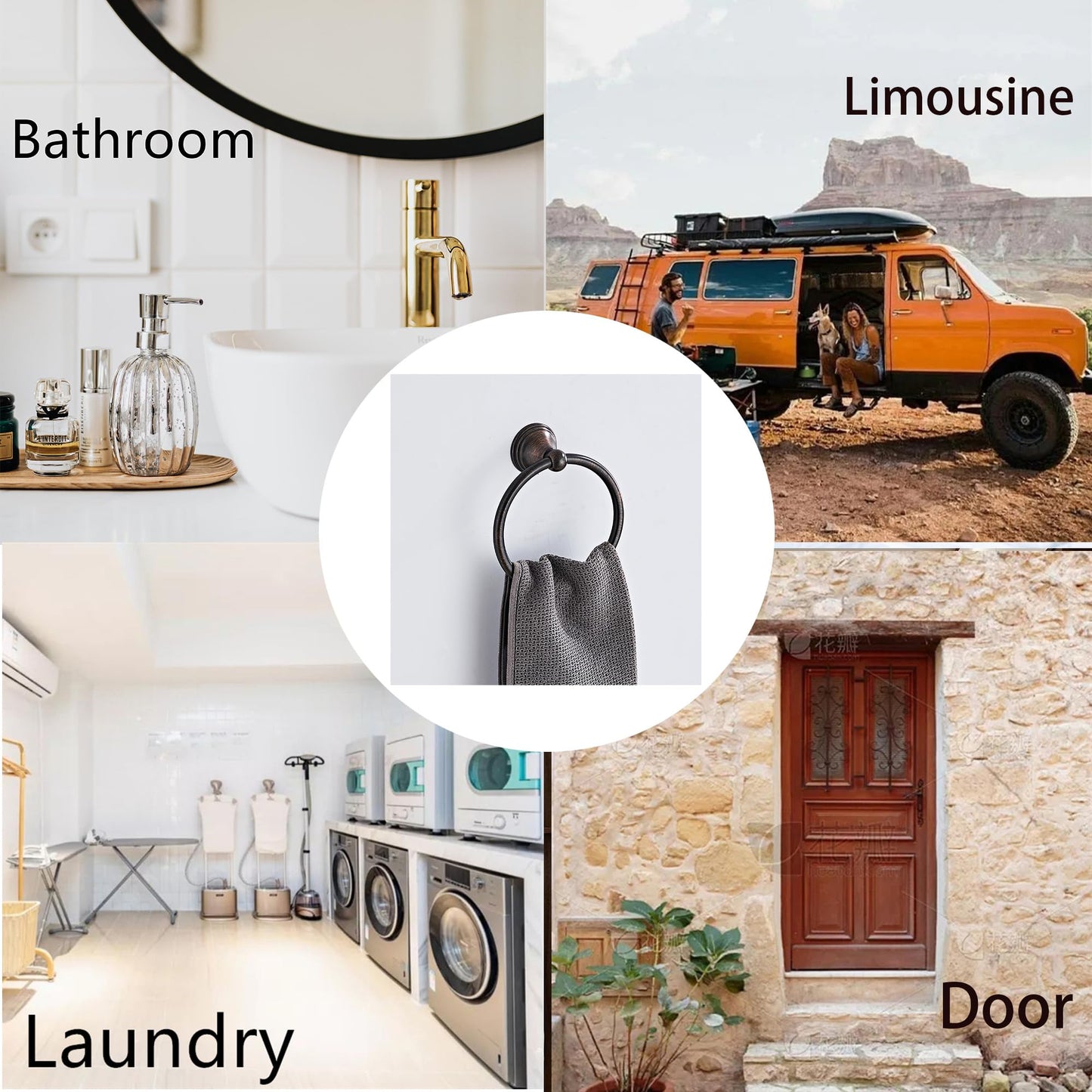 Towel Ring for Bathroom, Oil Rubbed Bronze Hand Towel Holder 1 Pack, Bathroom Accessories and Towel Racks for Bathroom Wall